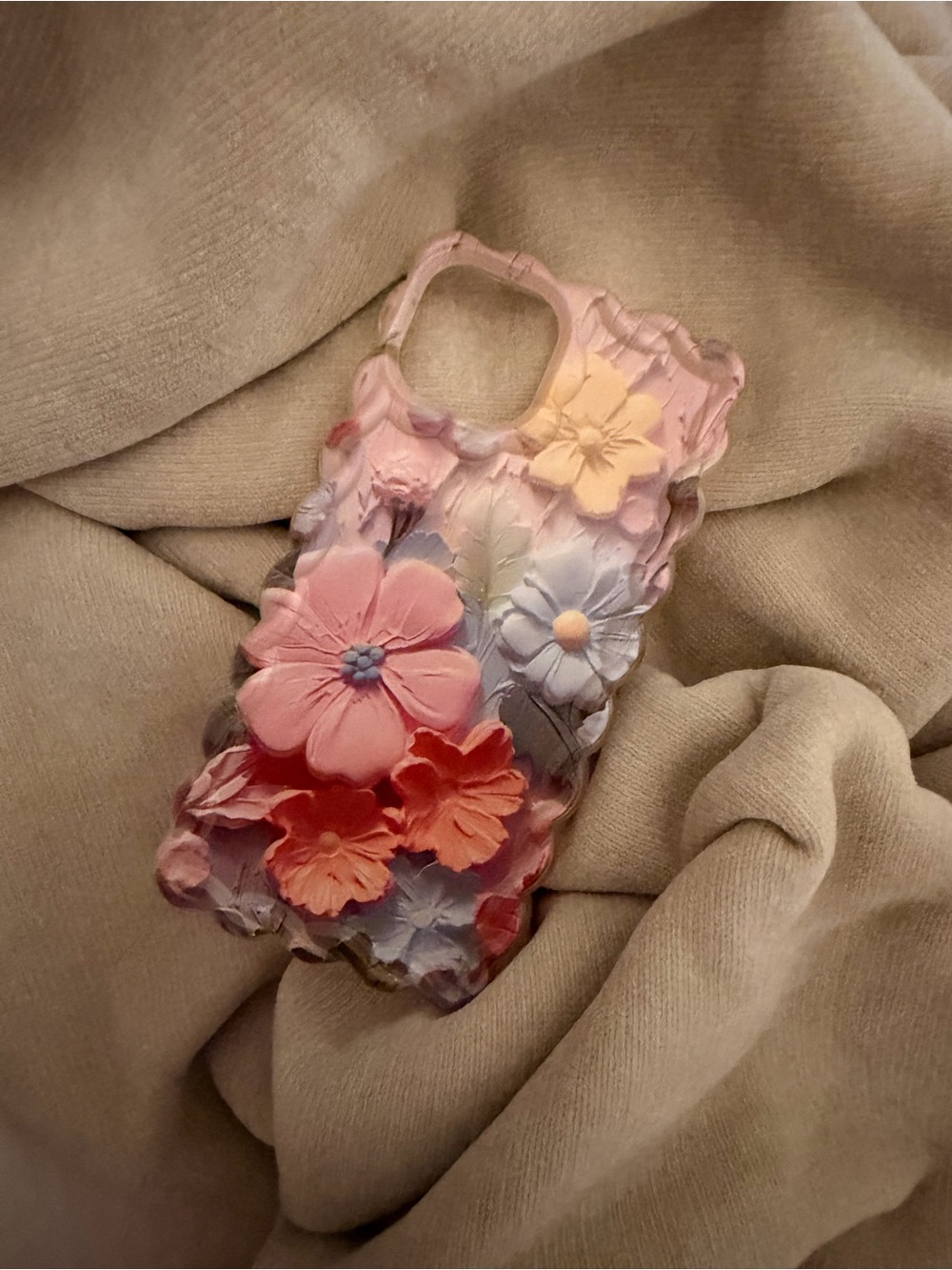 SHEIN Pink Lavender Yellow 3D Floral Phone Case